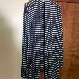 Gray and white striped top from LOFT